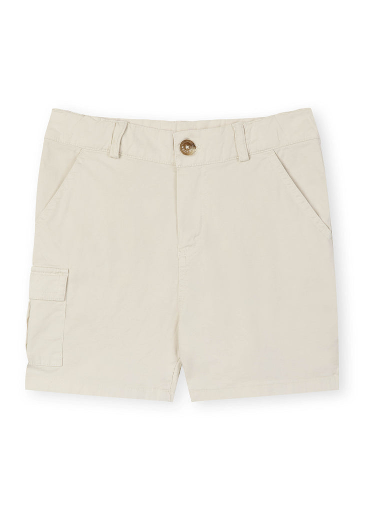 Beige Cargo Shorts Front Flat Lay