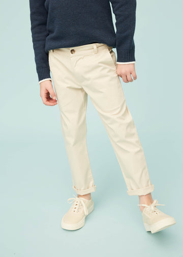 Beige Boys' Chino Trousers