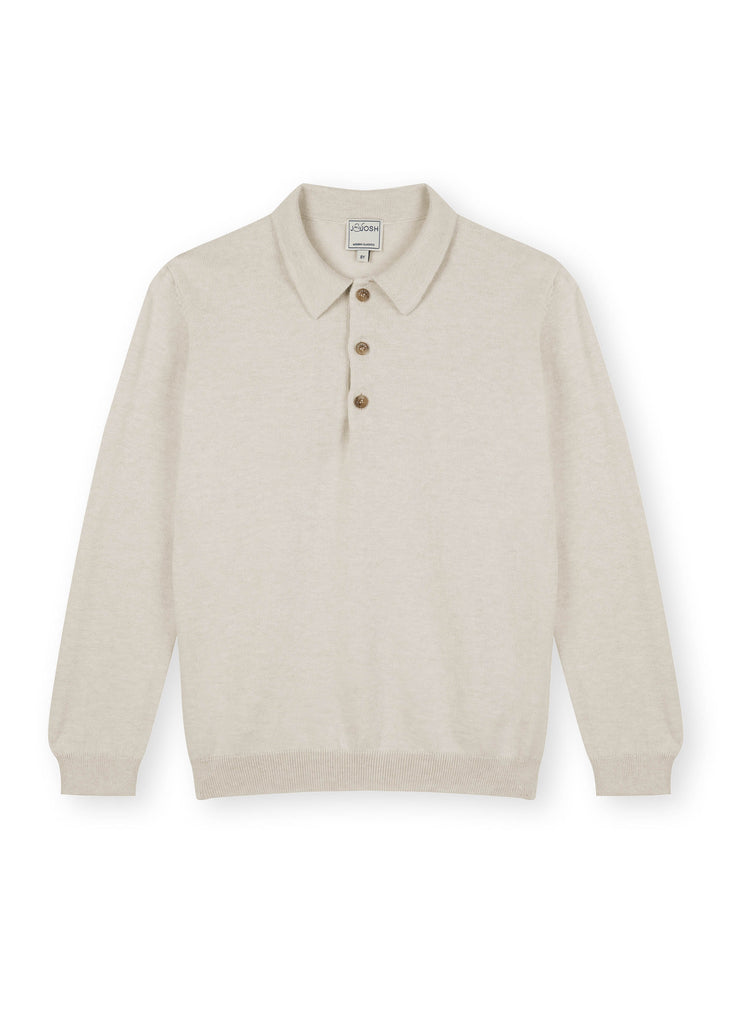 Beige Boys' Cotton Polo Sweater Flat Lay