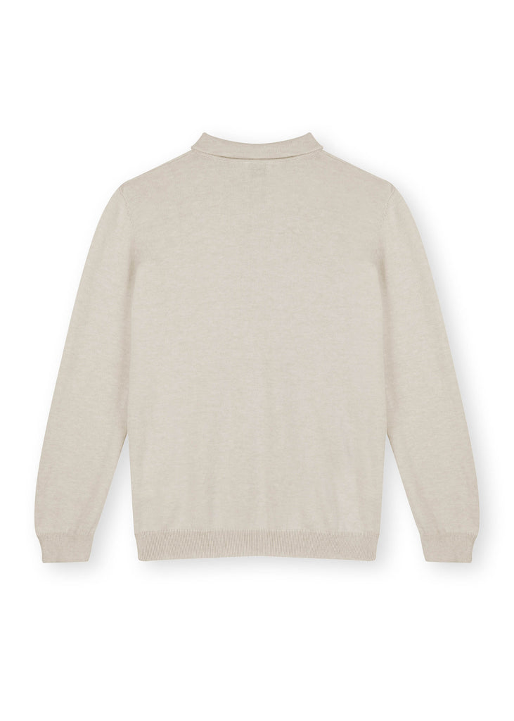 Beige Boys' Cotton Polo Sweater Back