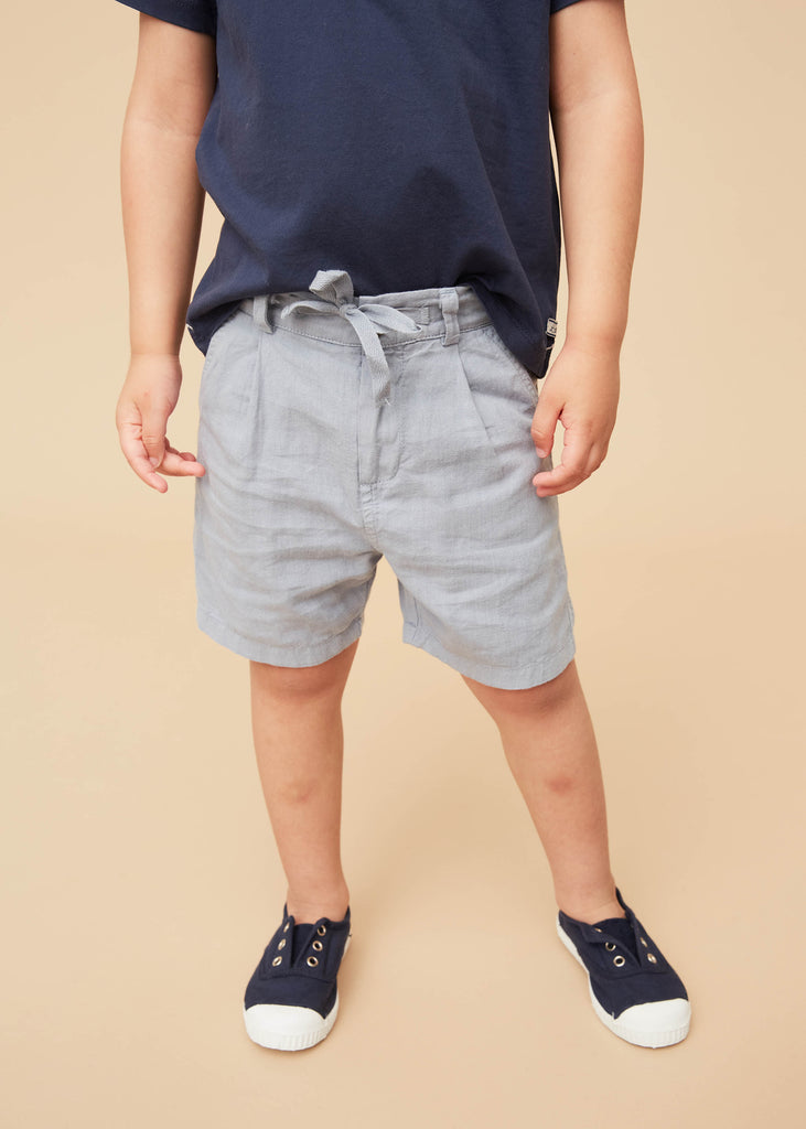 Boys' Blue Grey Linen Cotton Shorts