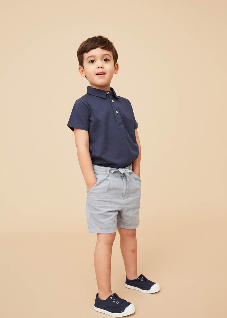 Boys' Blue Grey Linen Cotton Shorts